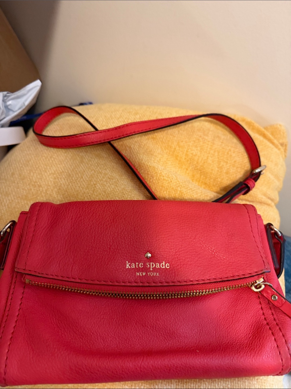 Pre loved kate spade Red/orange Leather Crossbody with Gold Hardware